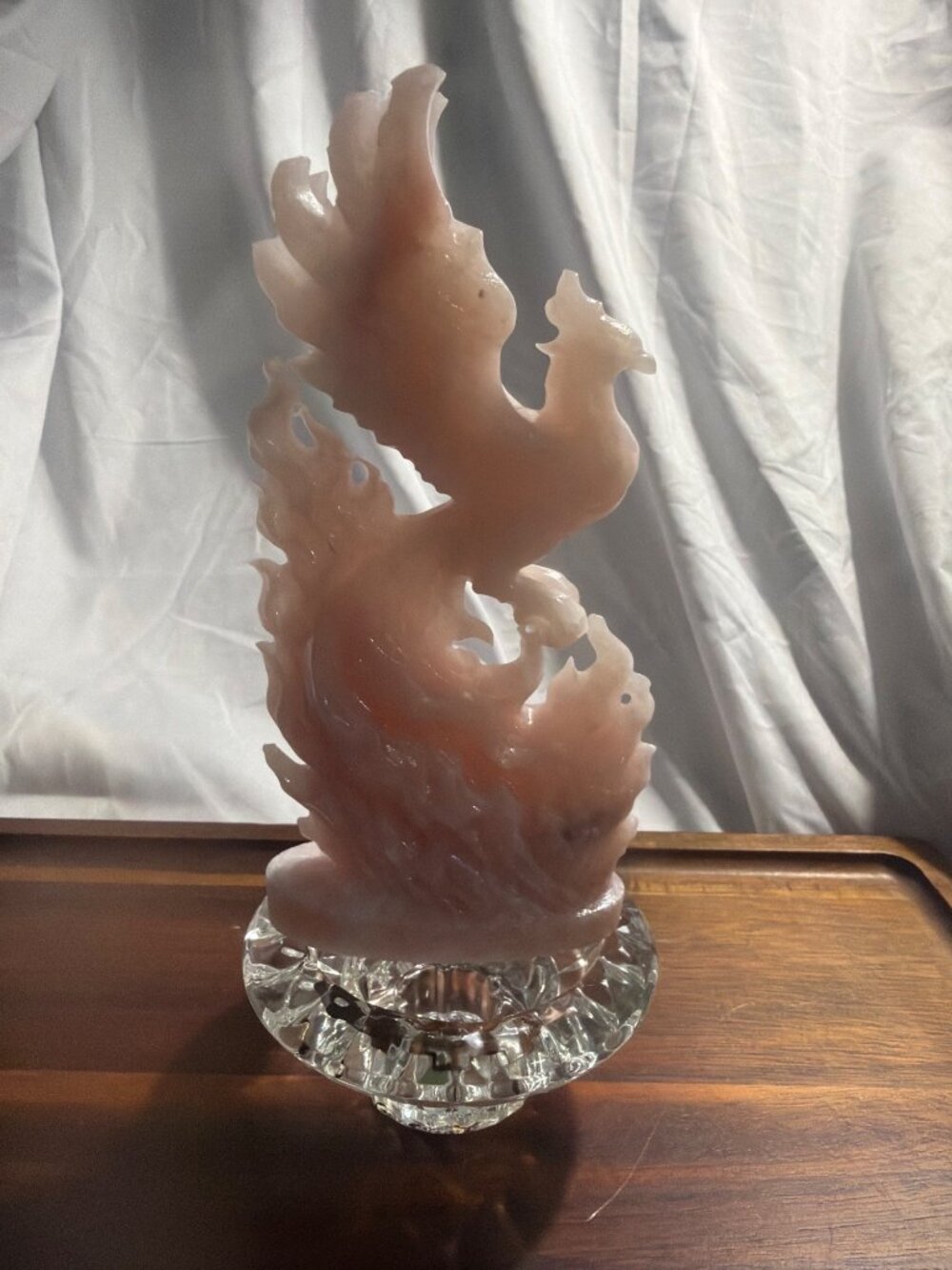 Pink Opal Crystal Phoenix Carving